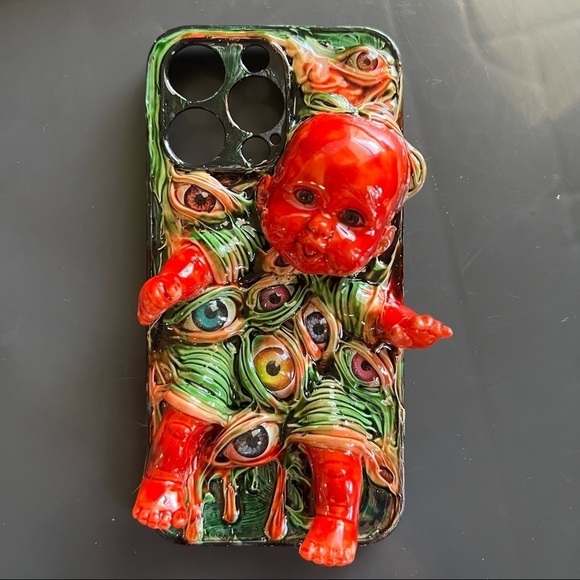 Handmade Collection Trapped Bloody Baby Monsters Eyes Creepy 3D Phone Case